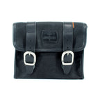 Longride, ''Mini'' waxed cotton saddlebag. Black