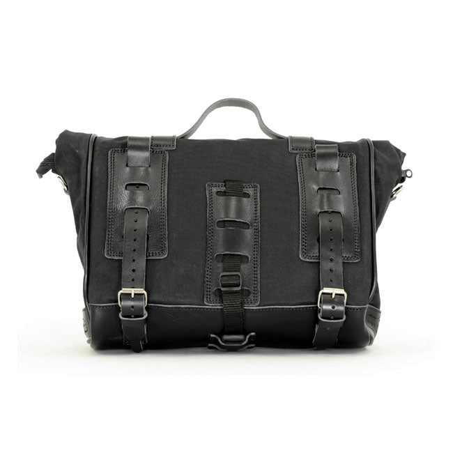 Longride, ''Old Chopper'' waxed cotton saddlebag. Black