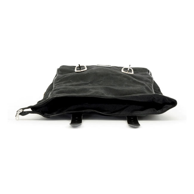 Longride, ''Old Chopper'' waxed cotton saddlebag. Black