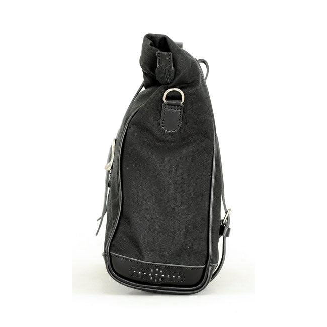 Longride, ''Old Chopper'' waxed cotton saddlebag. Black