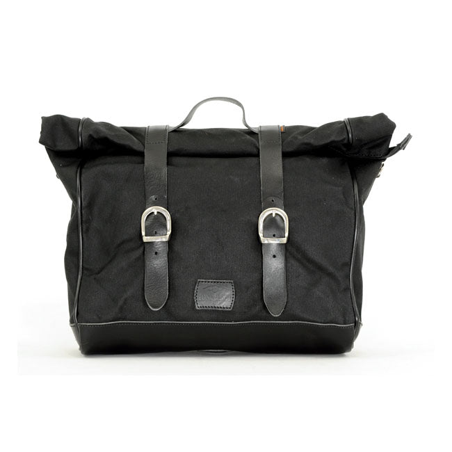 Longride, ''Old Chopper'' waxed cotton saddlebag. Black