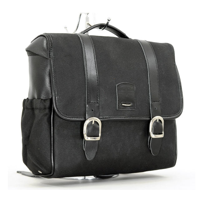 Longride, ''Classic'''' waxed cotton saddlebag. Black