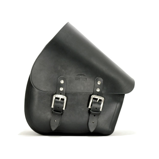 Longride, swingarm bag. Smooth, black leather. 11.6 liter