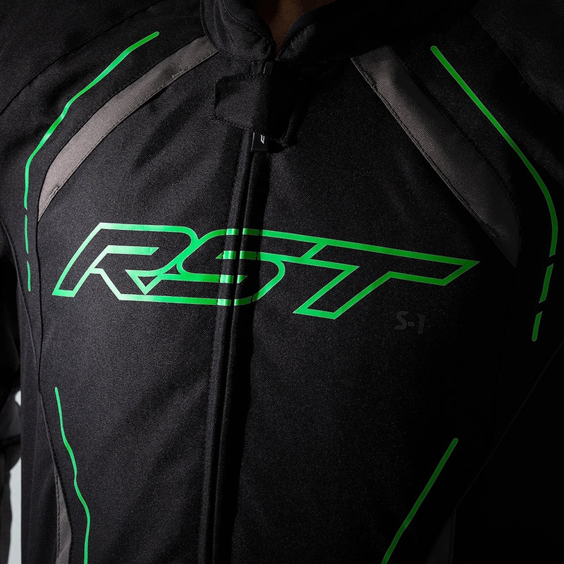 RST S-1 Jacket Textile Black/Grey/Neon Green Size M - Extra