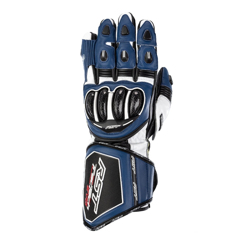 RST TracTech Evo 4 Leather Gloves - Blue/White/Black Size S - Main