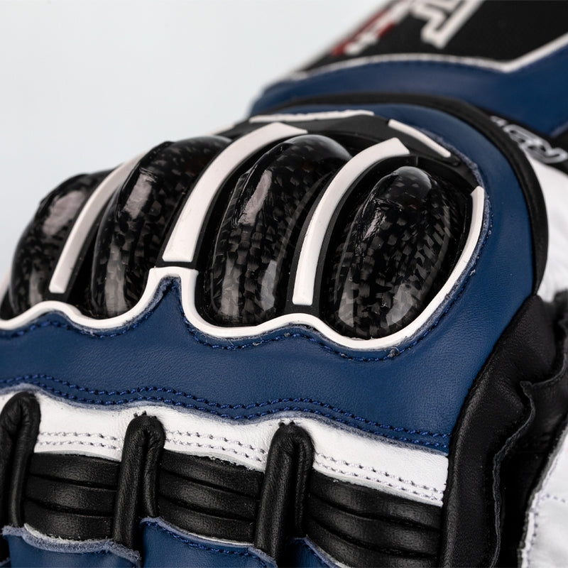 RST TracTech Evo 4 Leather Gloves - Blue/White/Black Size S - Extra