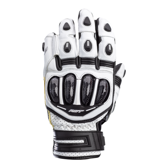 RST TracTech Evo 4 Short Leather Gloves White/Black Size XL - Main