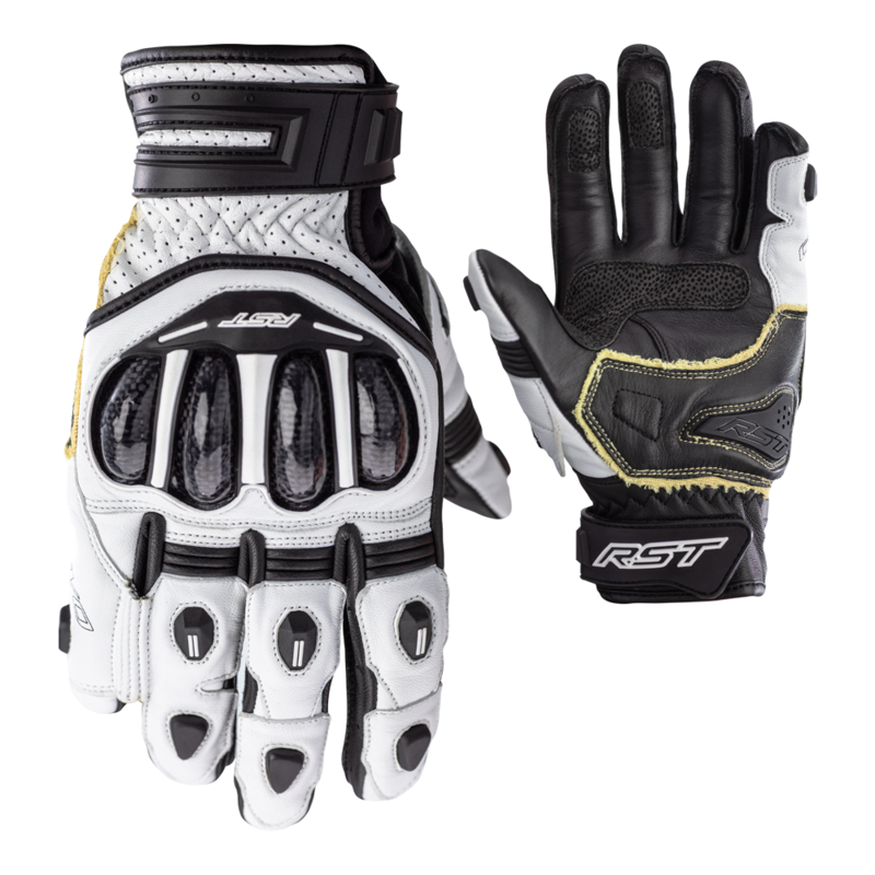 RST TracTech Evo 4 Short Leather Gloves White/Black Size XS - Extra
