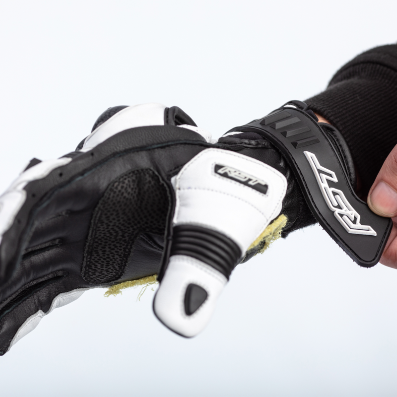 RST TracTech Evo 4 Short Leather Gloves White/Black Size XS - Extra