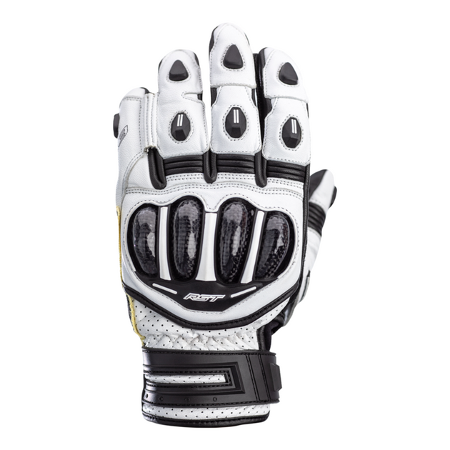 RST TracTech Evo 4 Short Leather Gloves White/Black Size M - Main