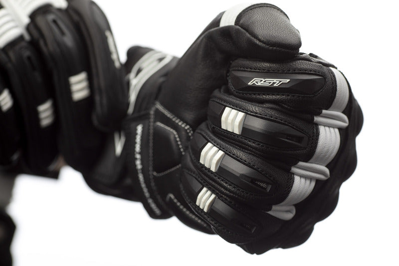 RST Pilot CE Gloves Leather - Black/White Size S - Main