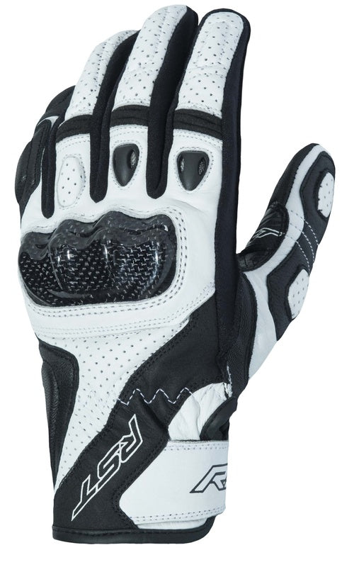 RST Stunt 3 CE Gloves Leather/Textile - White Size XS - Main
