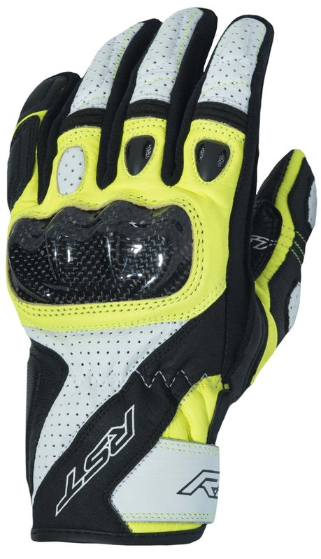 RST Stunt 3 CE Gloves Leather/Textile - Flo Yellow - Extra