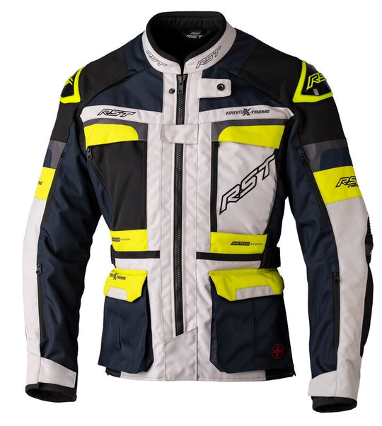 RST Race Dept Adventure X-Treme CE Textile Jacket - Silver/Navy/Yellow Size S - Main