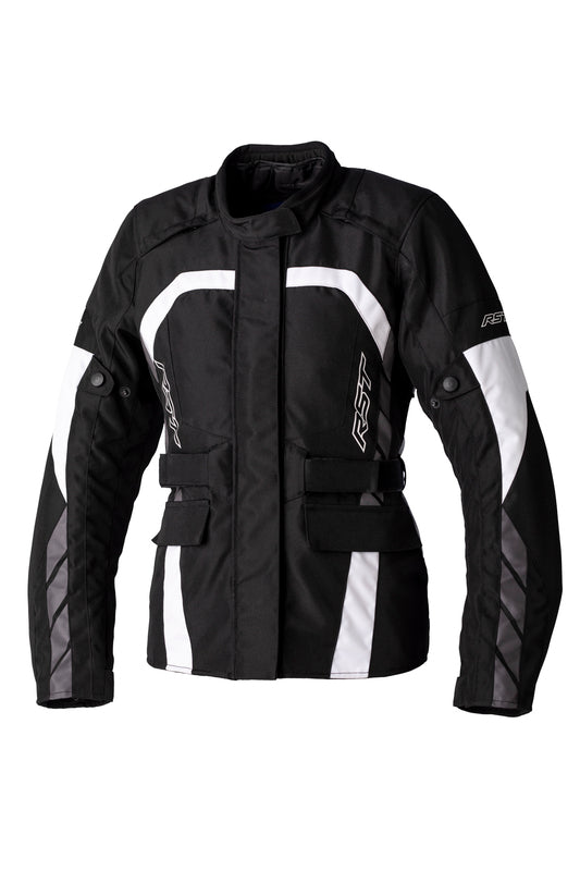RST Ladies Alpha 5 CE Textile Jacket - Black/White Size XS - Main