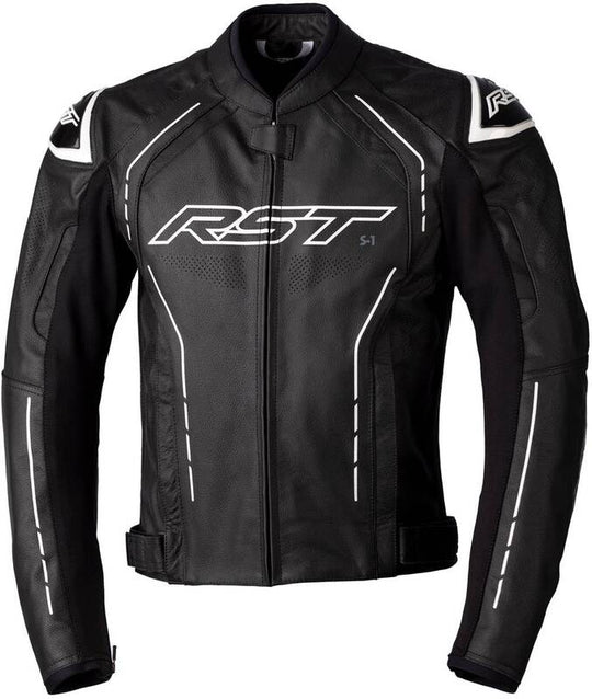 RST S1 CE Leather Jacket - Black/Black/White Size XL - Main