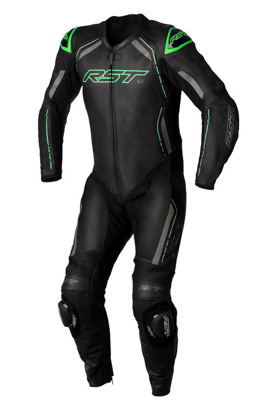 RST S1 CE Leather Suit - Black/Grey/Neon Green Size 3XL - Main