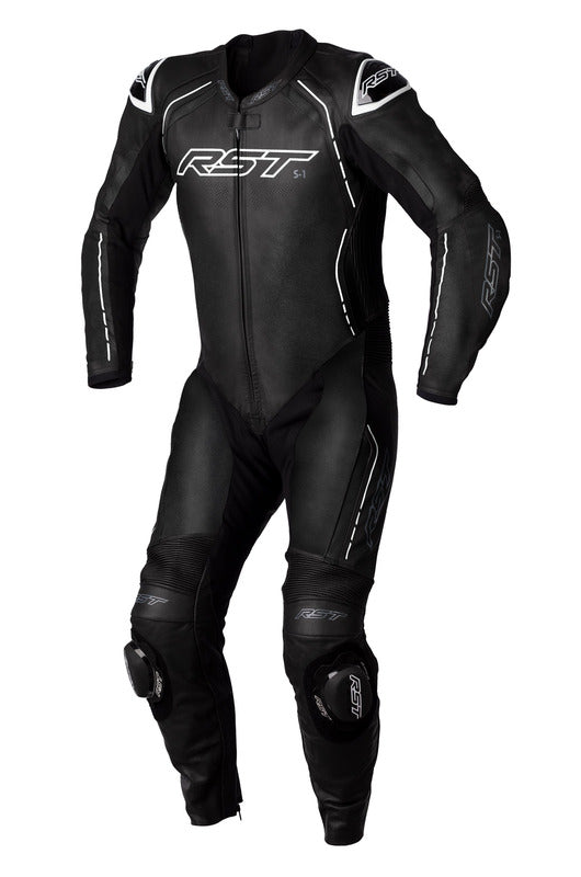 RST S1 CE Leather Suit - Black/Black/White Size L - Main