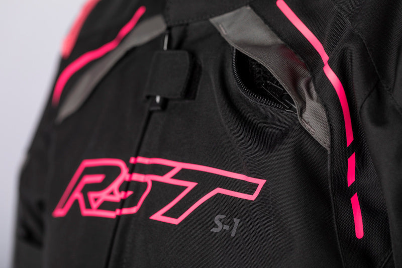 RST Ladies S1 CE Textile Jacket - Black/Neon Pink Size XL - Extra