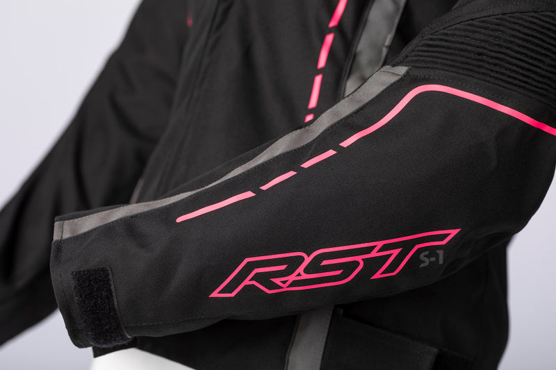 RST Ladies S1 CE Textile Jacket - Black/Neon Pink Size XL - Extra