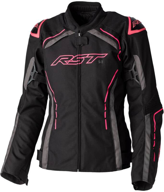 RST Ladies S1 CE Textile Jacket - Black/Neon Pink Size XL - Extra
