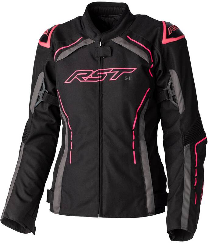 RST Ladies S1 CE Textile Jacket - Black/Neon Pink Size XXL - Main