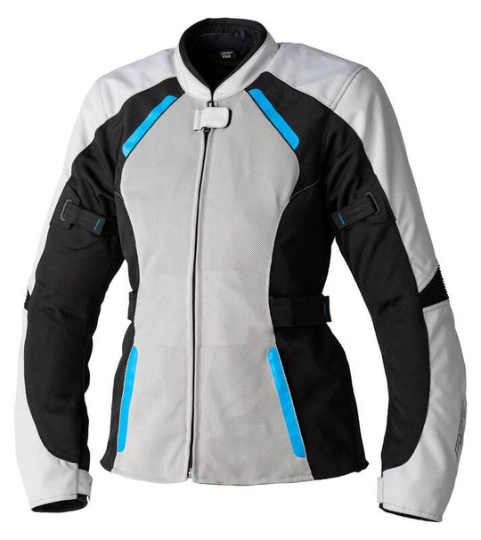 RST Ladies Ava Mesh CE Textile Jacket - Silver/Black/Blue Size S - Main