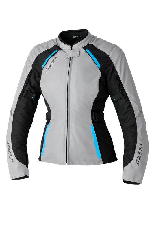 RST Ladies Ava CE Textile Jacket - Silver/Black/Blue Size XS - Main