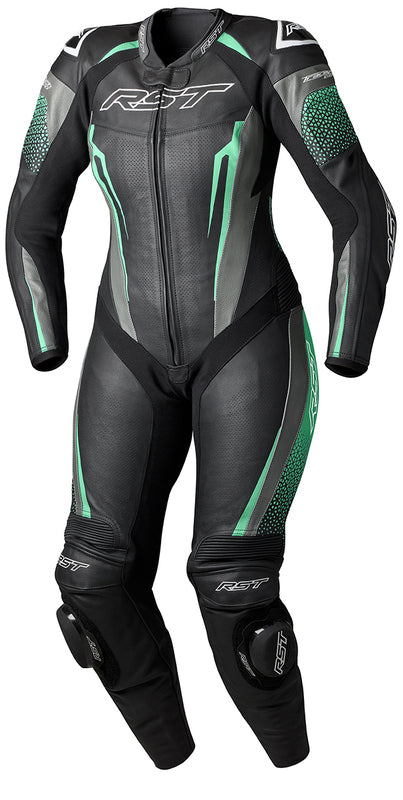 RST Suit TracTech Evo 5 Ladies Leather Suit - Black/Aqua/Grey - Main