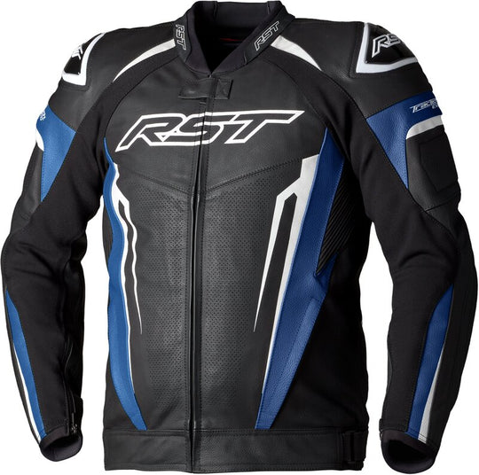 RST TracTech Evo 5 Leather Jacket Men - Blue/Black/White - Main