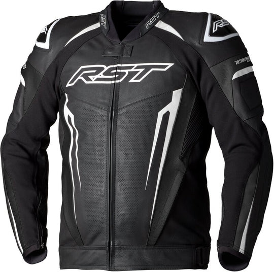 RST TracTech Evo 5 Leather Jacket Men - Black/White/Black - Main