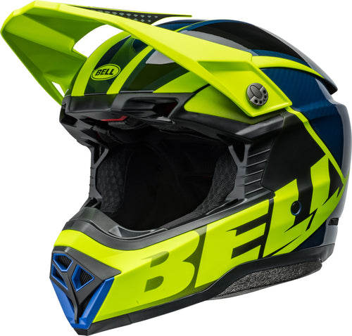 BELL Moto-10 Spherical Helmet - Sliced Matte/Gloss Retina/Blue - Extra