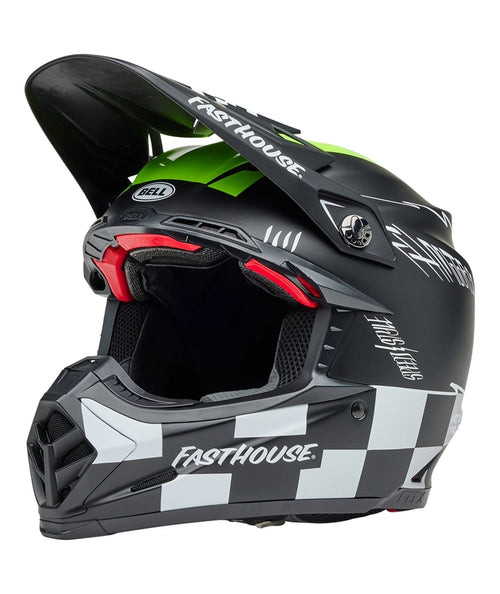 BELL Moto-9S Flex Helmet - Fasthouse Smoke Bomb Matte Gloss Black/HiViz Yellow - Extra