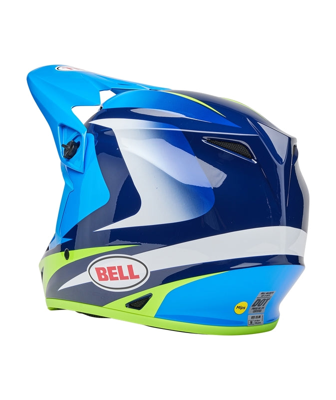 BELL MX-9 Mips Helmet - Jackal Gloss Blue/Hi-Viz Yellow - Extra