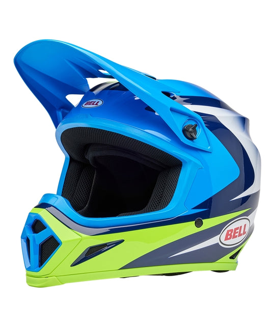 BELL MX-9 Mips Helmet - Jackal Gloss Blue/Hi-Viz Yellow - Main