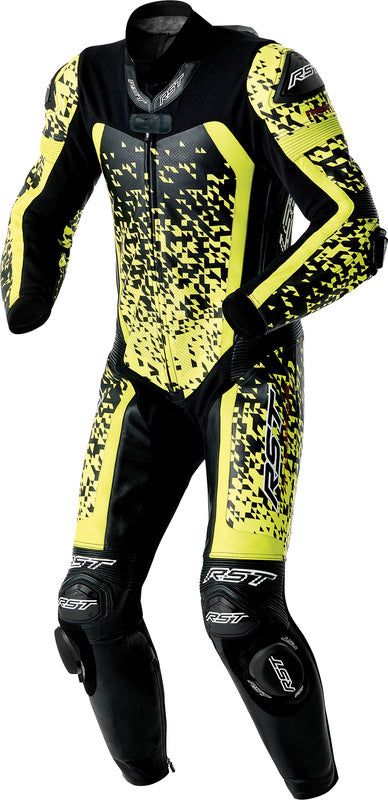 RST Pro Series D3O Airbag Leather Suit - Black/Flo Yellow - Extra