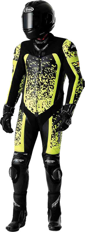 RST Pro Series D3O Airbag Leather Suit - Black/Flo Yellow - Extra