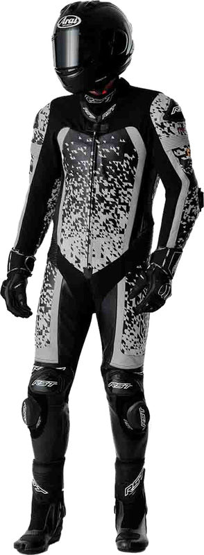 RST Pro Series D3O Airbag Leather Suit - Black/Silver - Extra