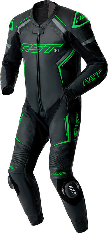 RST S1 D3O Leather Suit - Black/Flo Green - Extra