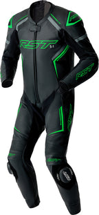 RST S1 D3O Leather Suit - Black/Flo Green - Extra