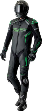 RST S1 D3O Leather Suit - Black/Flo Green - Extra