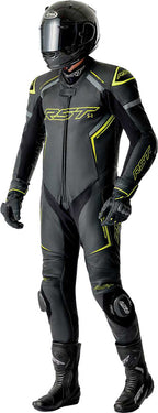 RST S1 D3O Leather Suit - Black/Flo Yellow - Extra