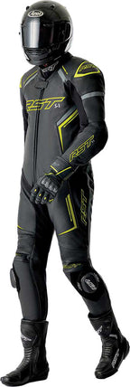 RST S1 D3O Leather Suit - Black/Flo Yellow - Extra