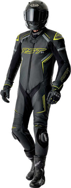 RST S1 D3O Leather Suit - Black/Flo Yellow - Extra