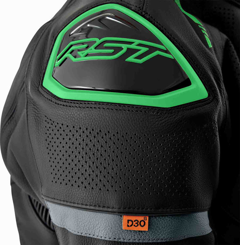 RST S1 D3O Leather Jacket - Black/Neon Green - Extra