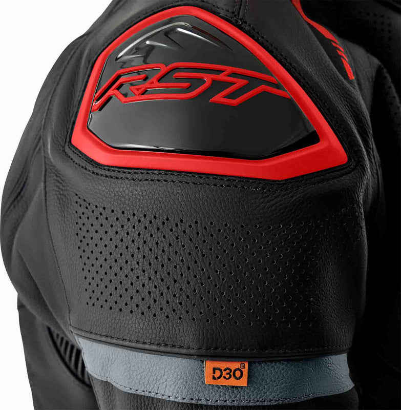 RST S1 D3O Leather Jacket - Black/Red - Extra