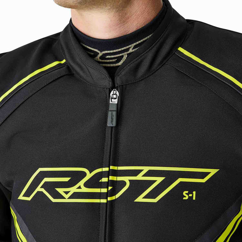 RST S1 D3O Textile Jacket - Black/Flo Yellow - Extra