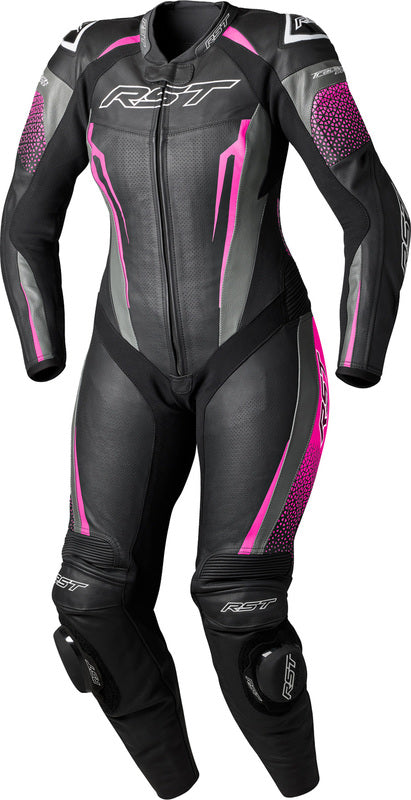 RST Tractech Evo D3O Leather Suit - Black/Pink - Extra