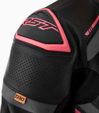 RST S1 D3O Leather Ladies Jacket - Black/Pink - Extra