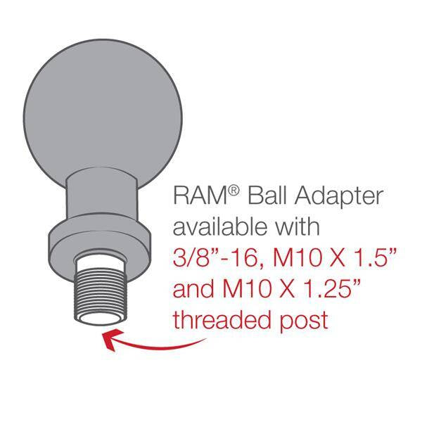 Adaptor cu bilă RAM® cu suport filetat 3/8"-16 și șaibă de blocare - dimensiune B